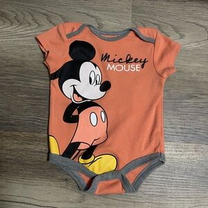 Disney Mickey Mouse Orange and Gray Bodysuit